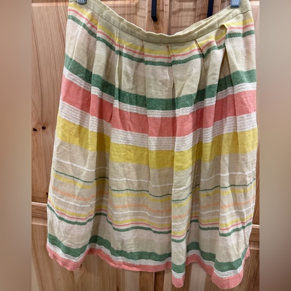 Eva Franco Anthropologie Stripped Pleated A-Line Skirt Size 8 - Picture 2 of 11